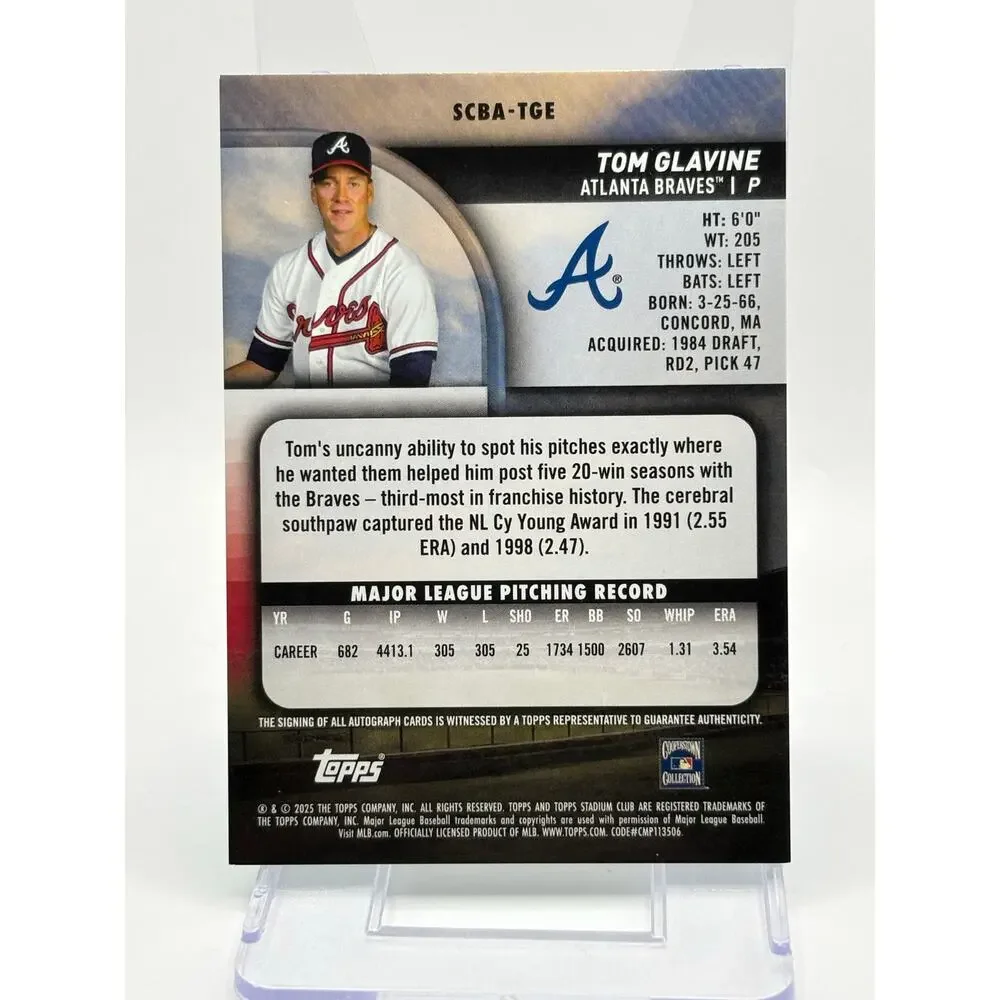 2025 Topps Stadium Club Tom Glavine Turquoise On Card Auto 53/99 Atlanta Braves